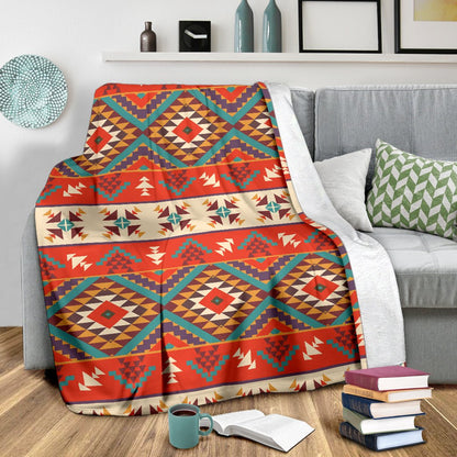 Aztec Red Print Pattern Fleece Blanket