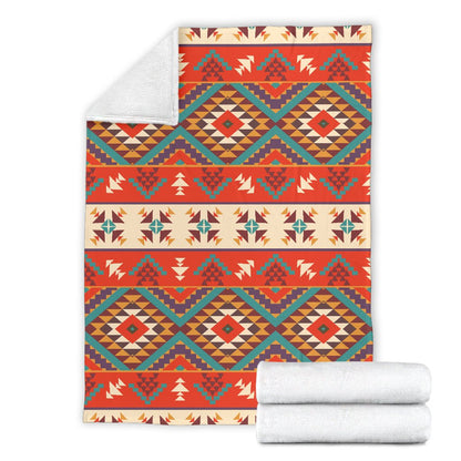 Aztec Red Print Pattern Fleece Blanket