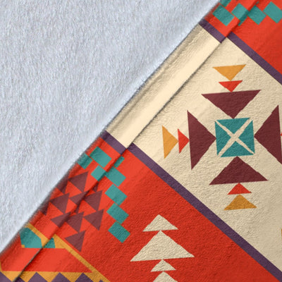 Aztec Red Print Pattern Fleece Blanket