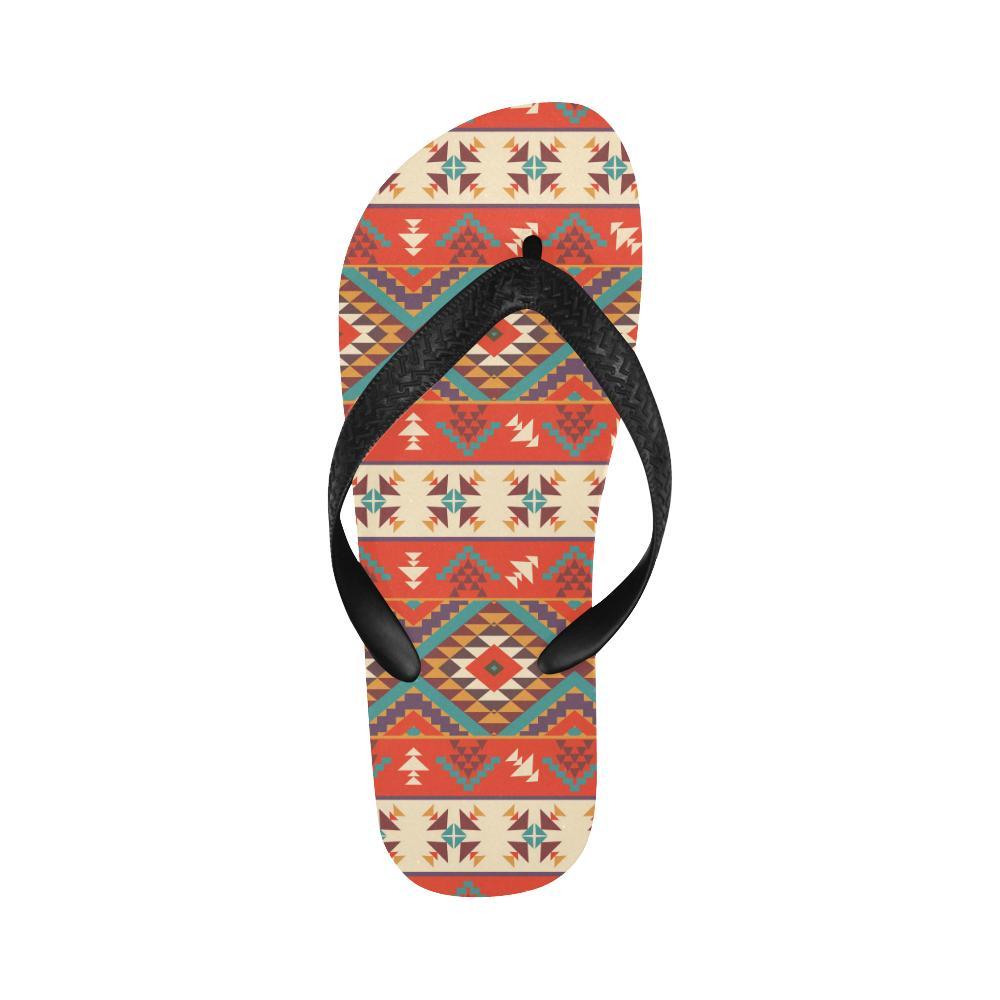 Aztec Red Print Pattern Flip Flops-JTAMIGO.COM