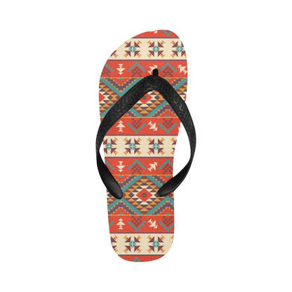 Aztec Red Print Pattern Flip Flops-JTAMIGO.COM