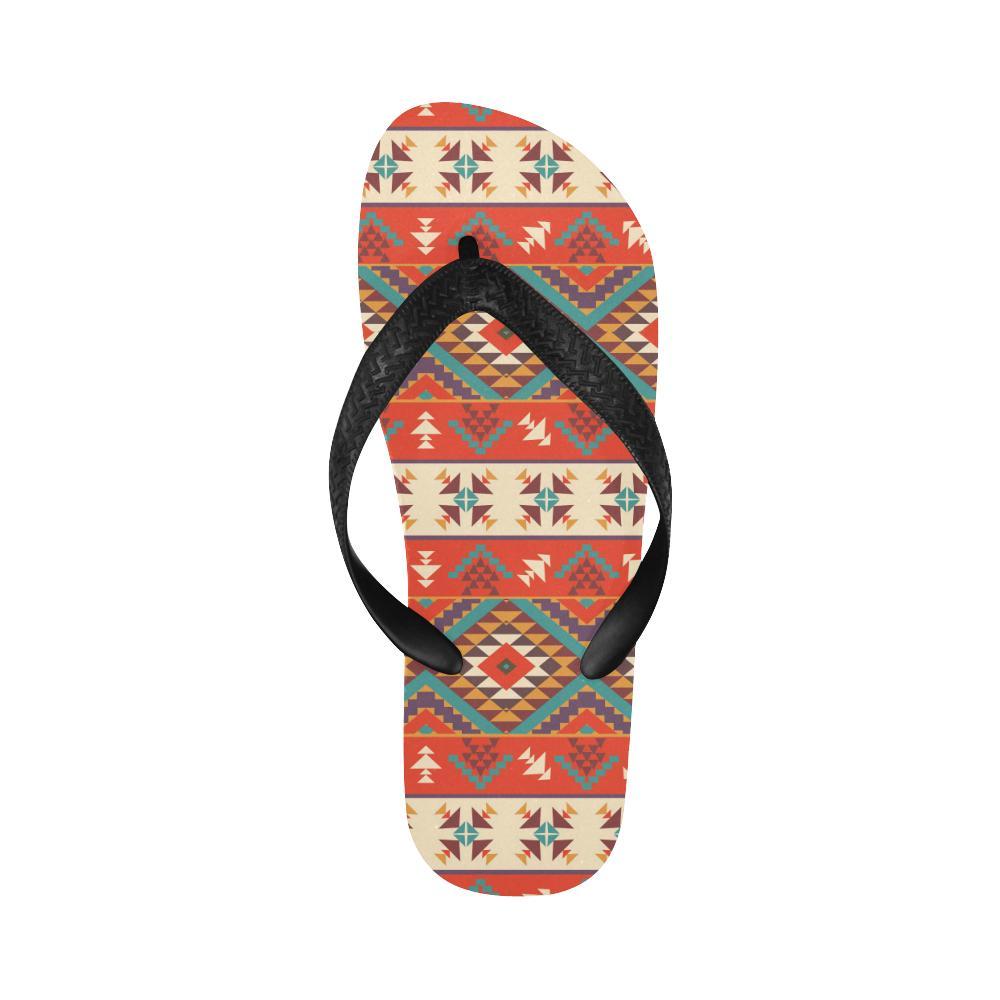 Aztec Red Print Pattern Flip Flops-JTAMIGO.COM
