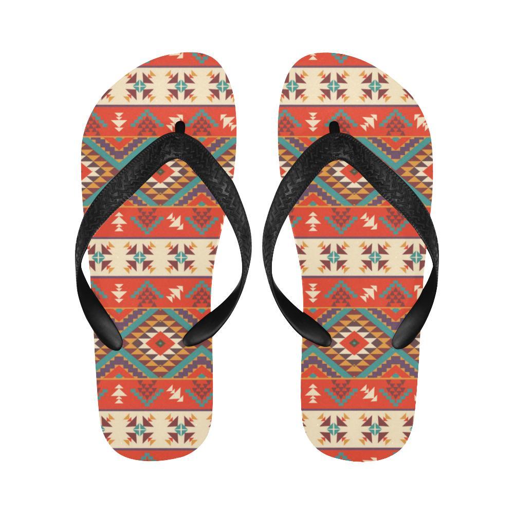 Aztec Red Print Pattern Flip Flops-JTAMIGO.COM
