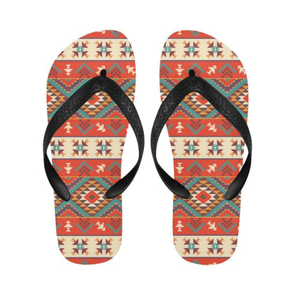 Aztec Red Print Pattern Flip Flops-JTAMIGO.COM