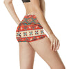 Aztec Red Print Pattern High Waisted Spandex Shorts-JTAMIGO.COM