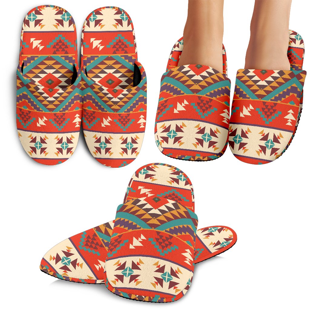 Aztec Red Print Pattern House Slippers