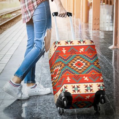 Aztec Red Print Pattern Luggage Cover Protector