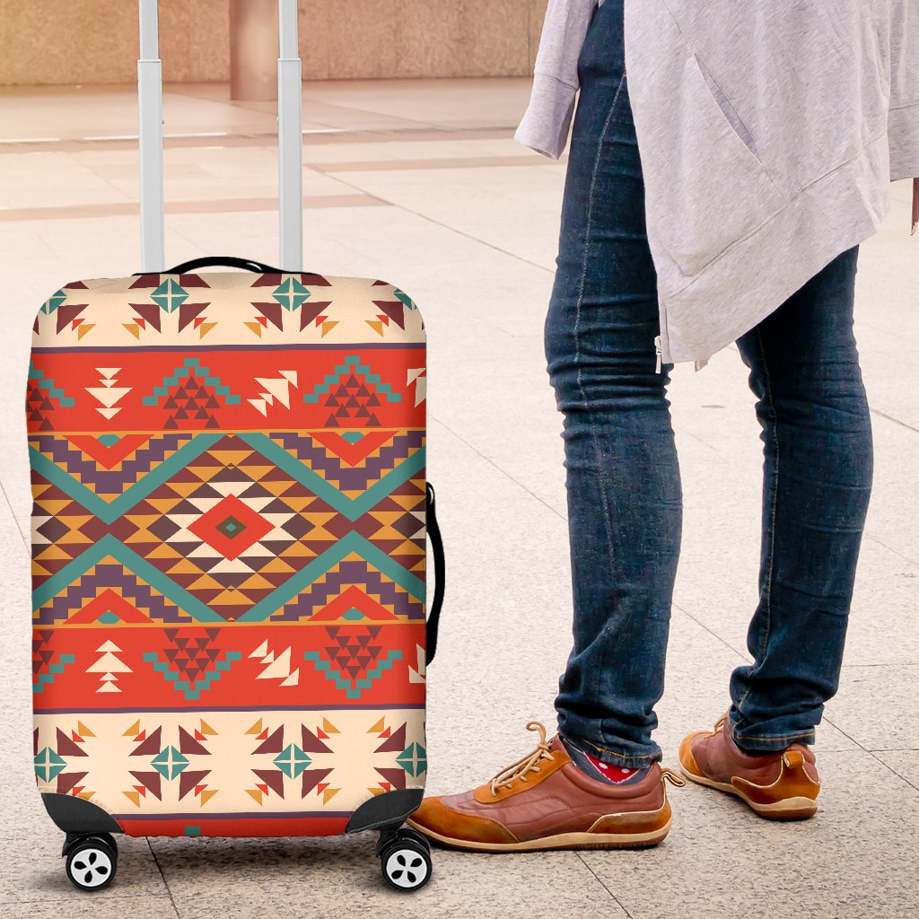 Aztec Red Print Pattern Luggage Cover Protector