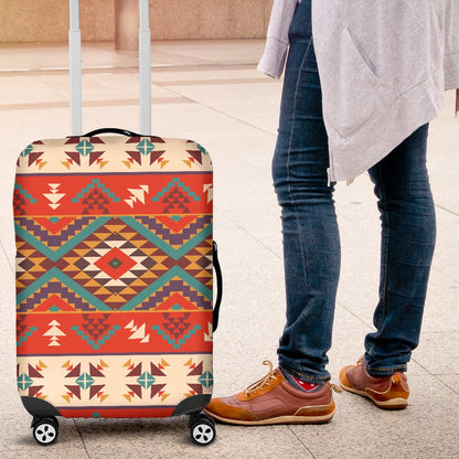 Aztec Red Print Pattern Luggage Cover Protector