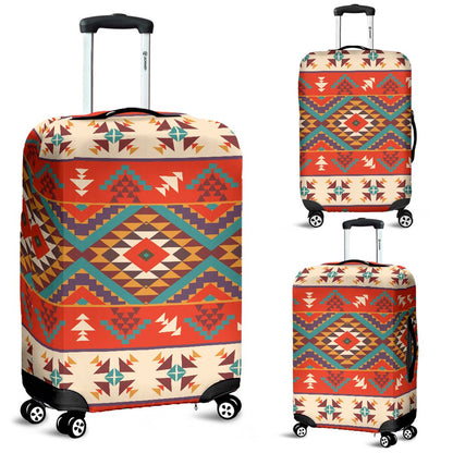 Aztec Red Print Pattern Luggage Cover Protector