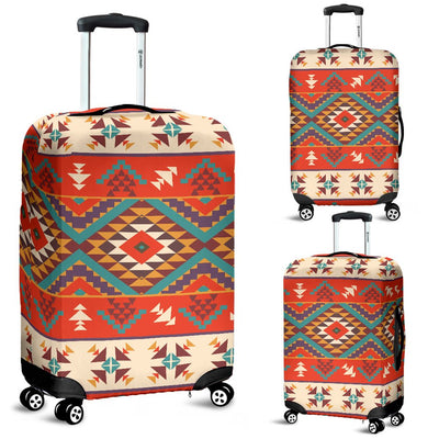 Aztec Red Print Pattern Luggage Cover Protector