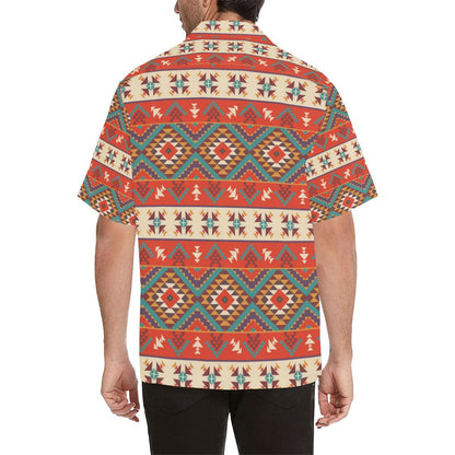 Aztec Red Print Pattern Men Aloha Hawaiian Shirt