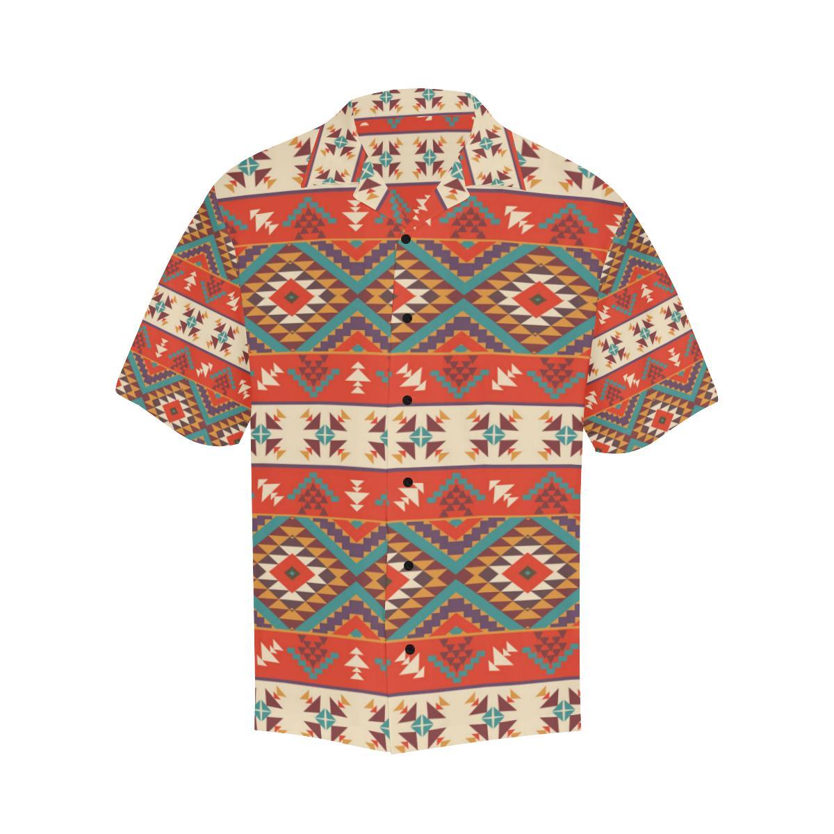 Aztec Red Print Pattern Men Aloha Hawaiian Shirt