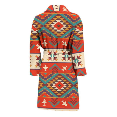 Aztec Red Print Pattern Men Bath Robe-JTAMIGO.COM