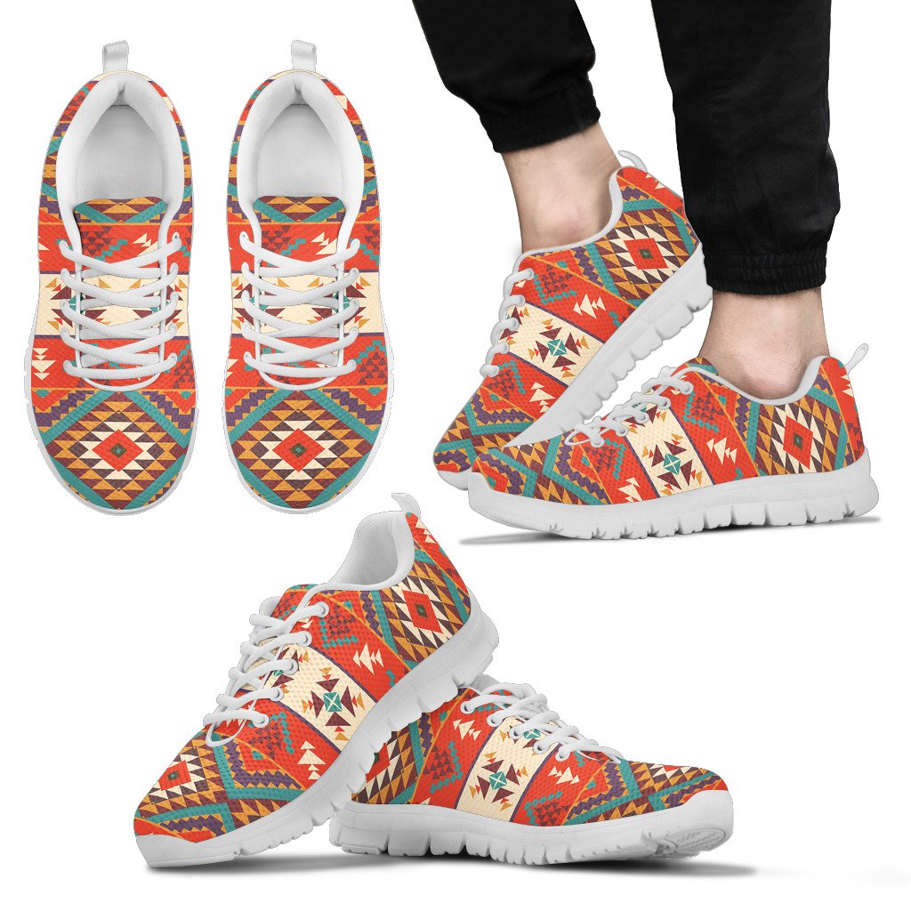 Aztec Red Print Pattern Men Sneakers Shoes