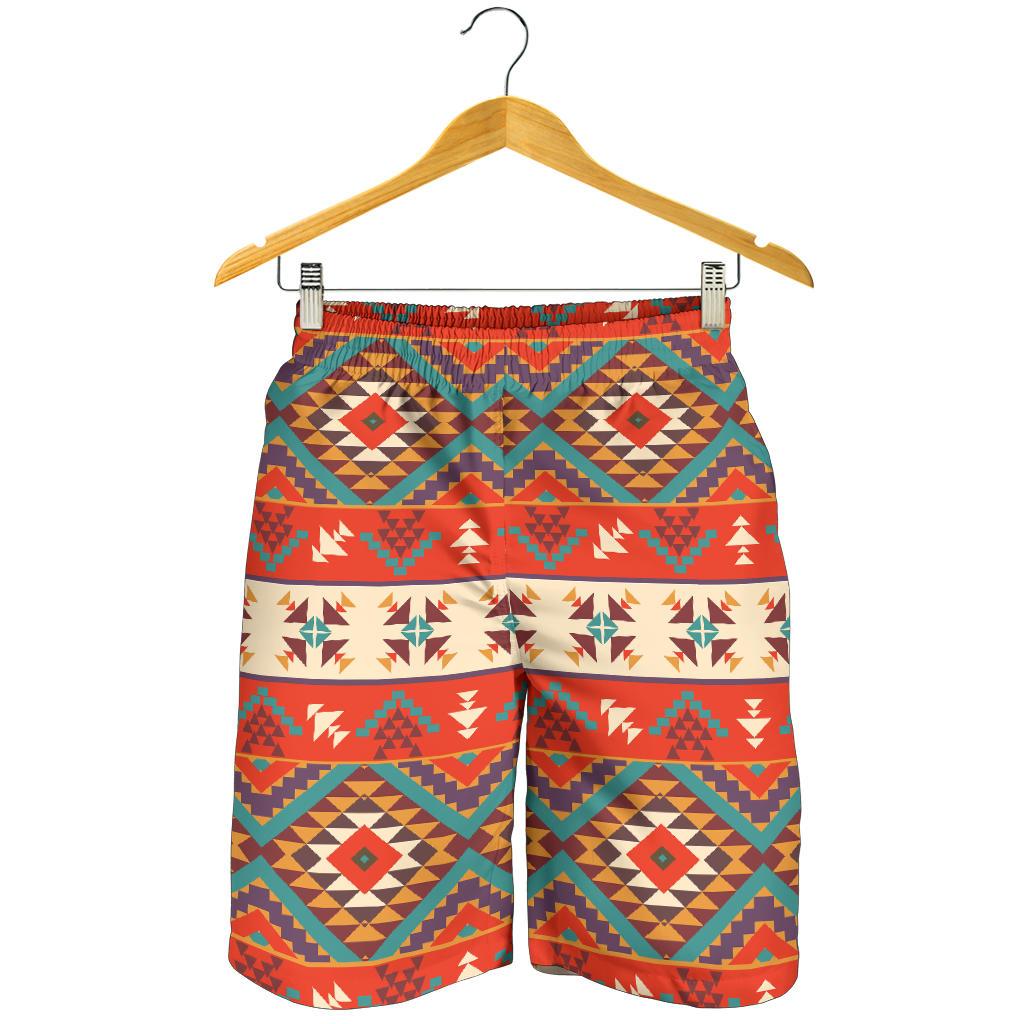 Aztec Red Print Pattern Mens Shorts-JTAMIGO.COM