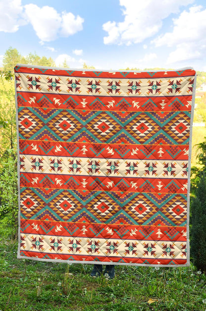 Aztec Red Print Pattern Premium Quilt-JTAMIGO.COM