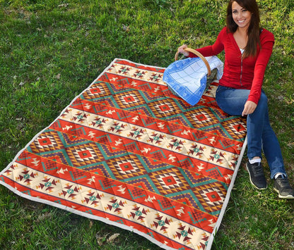 Aztec Red Print Pattern Premium Quilt-JTAMIGO.COM