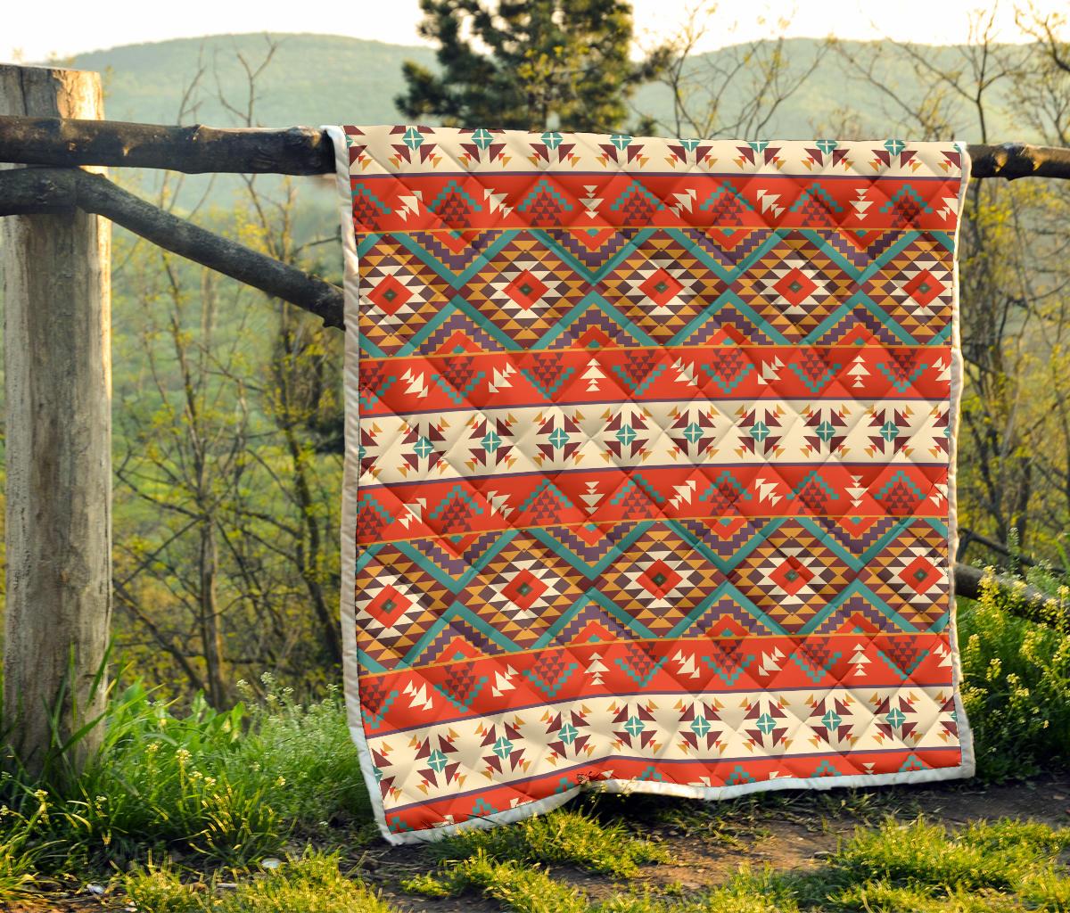 Aztec Red Print Pattern Premium Quilt-JTAMIGO.COM
