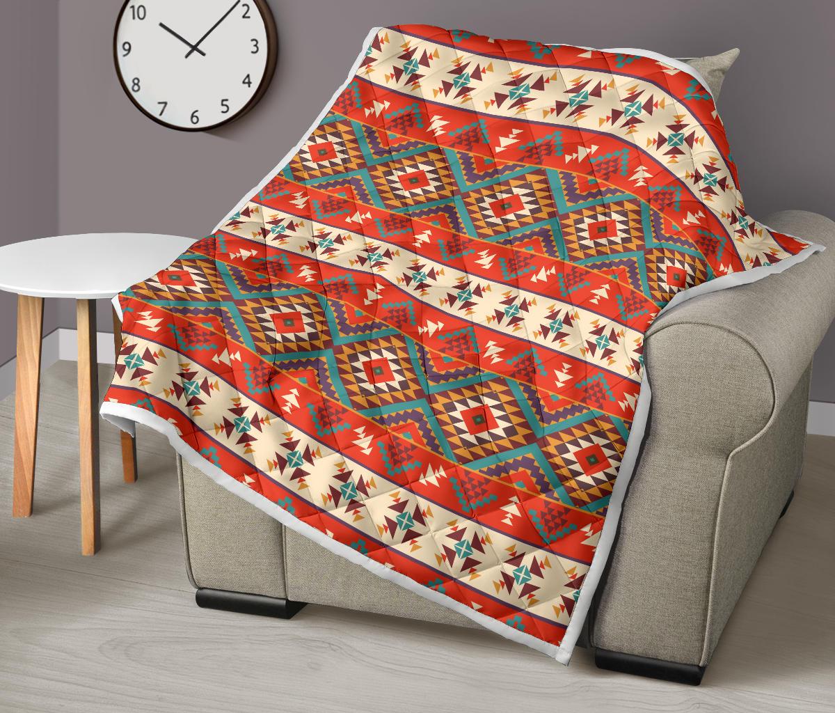 Aztec Red Print Pattern Premium Quilt-JTAMIGO.COM
