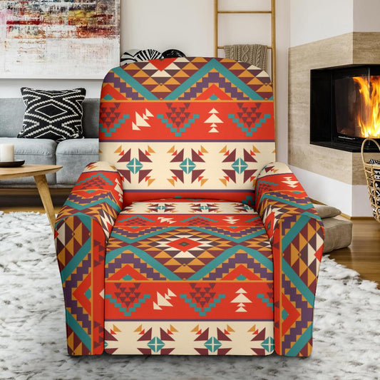 Aztec Red Print Pattern Single Sofa Slipcover -JTAMIGO.COM