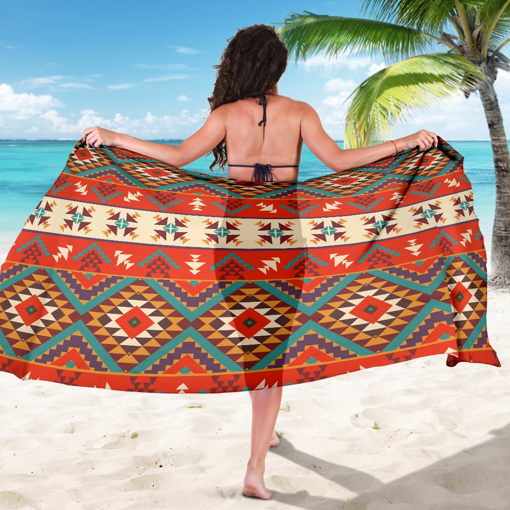 Aztec Red Print Pattern Sarong Pareo Wrap