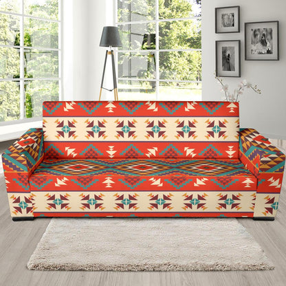 Aztec Red Print Pattern Sofa Slipcover-JTAMIGO.COM