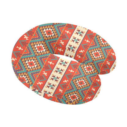 Aztec Red Print Pattern U-Shaped Travel Neck Pillow-JTAMIGO.COM