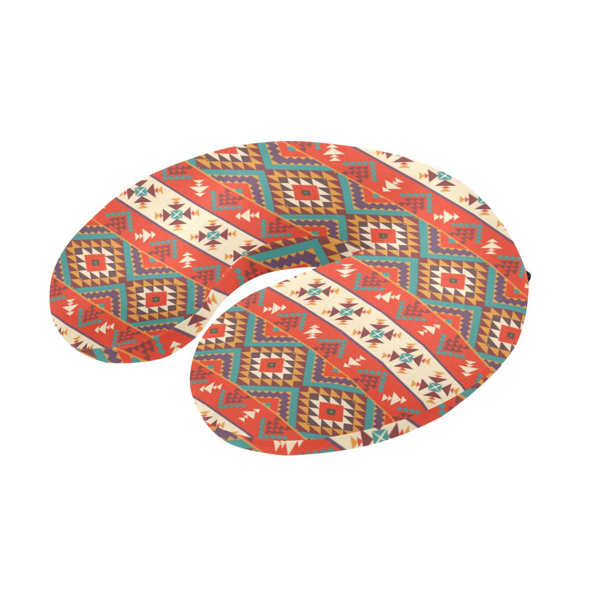 Aztec Red Print Pattern U-Shaped Travel Neck Pillow-JTAMIGO.COM