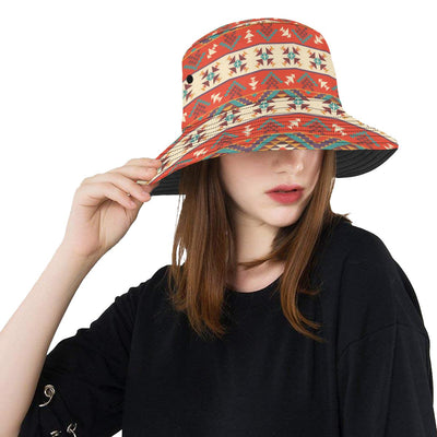 Aztec Red Print Pattern Unisex Bucket Hat