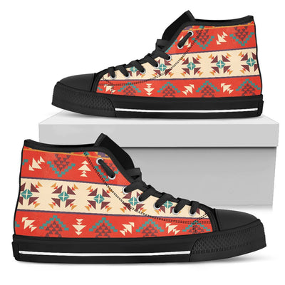 Aztec Red Print Pattern Women High Top Shoes