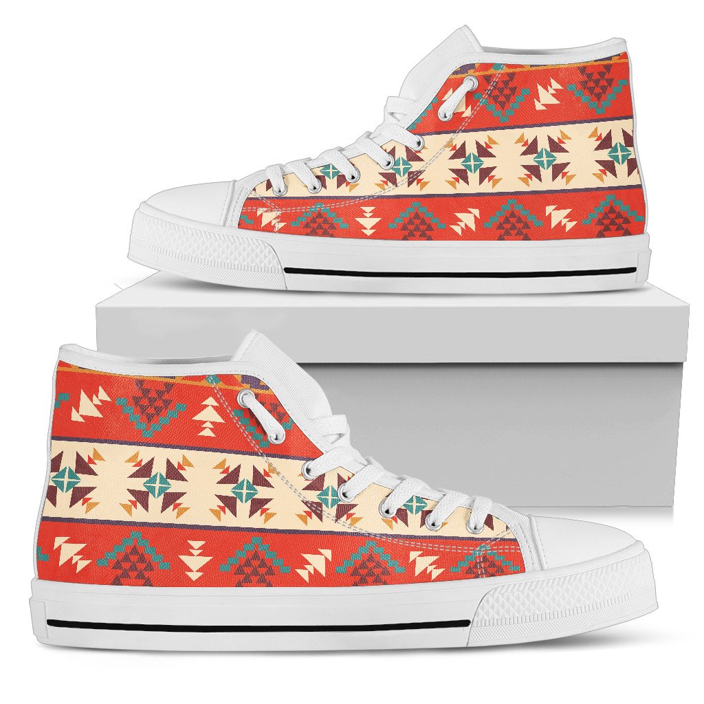 Aztec Red Print Pattern Women High Top Shoes