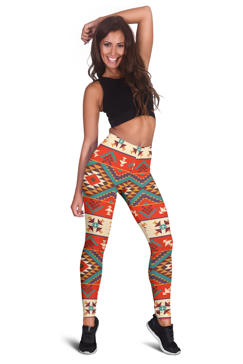 Aztec Red Print Pattern Women Leggings