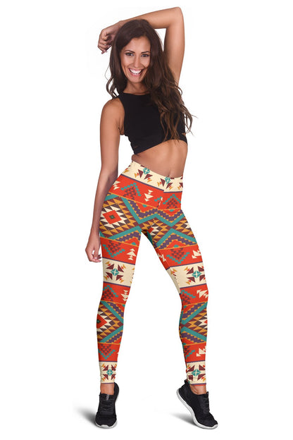 Aztec Red Print Pattern Women Leggings