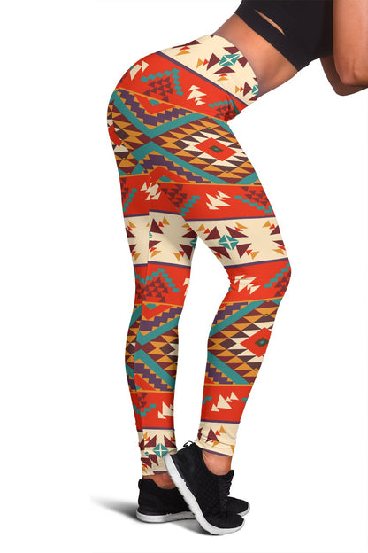 Aztec Red Print Pattern Women Leggings