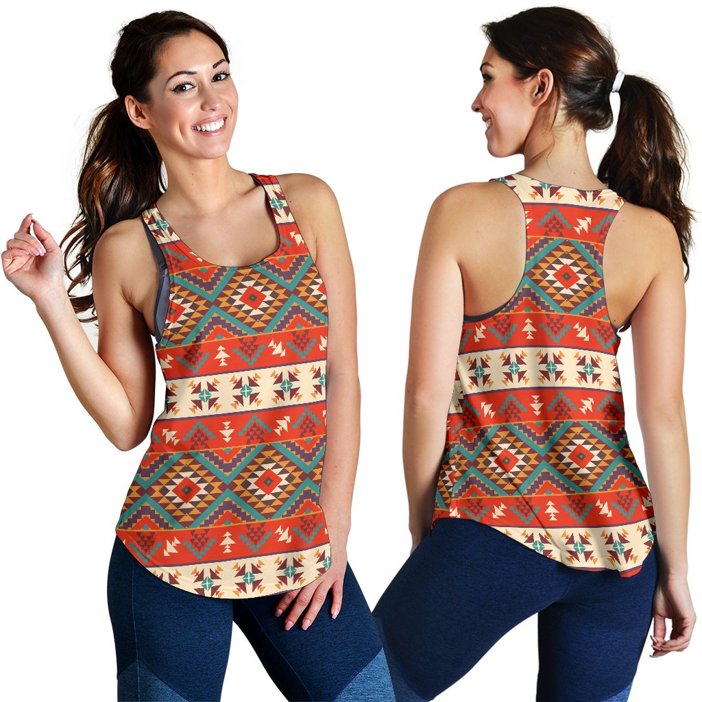 Aztec Red Print Pattern Women Racerback Tank Top