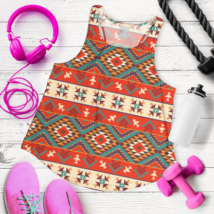Aztec Red Print Pattern Women Racerback Tank Top