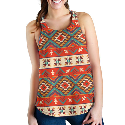 Aztec Red Print Pattern Women Racerback Tank Top