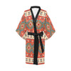Aztec Red Print Pattern Women Short Kimono Robe