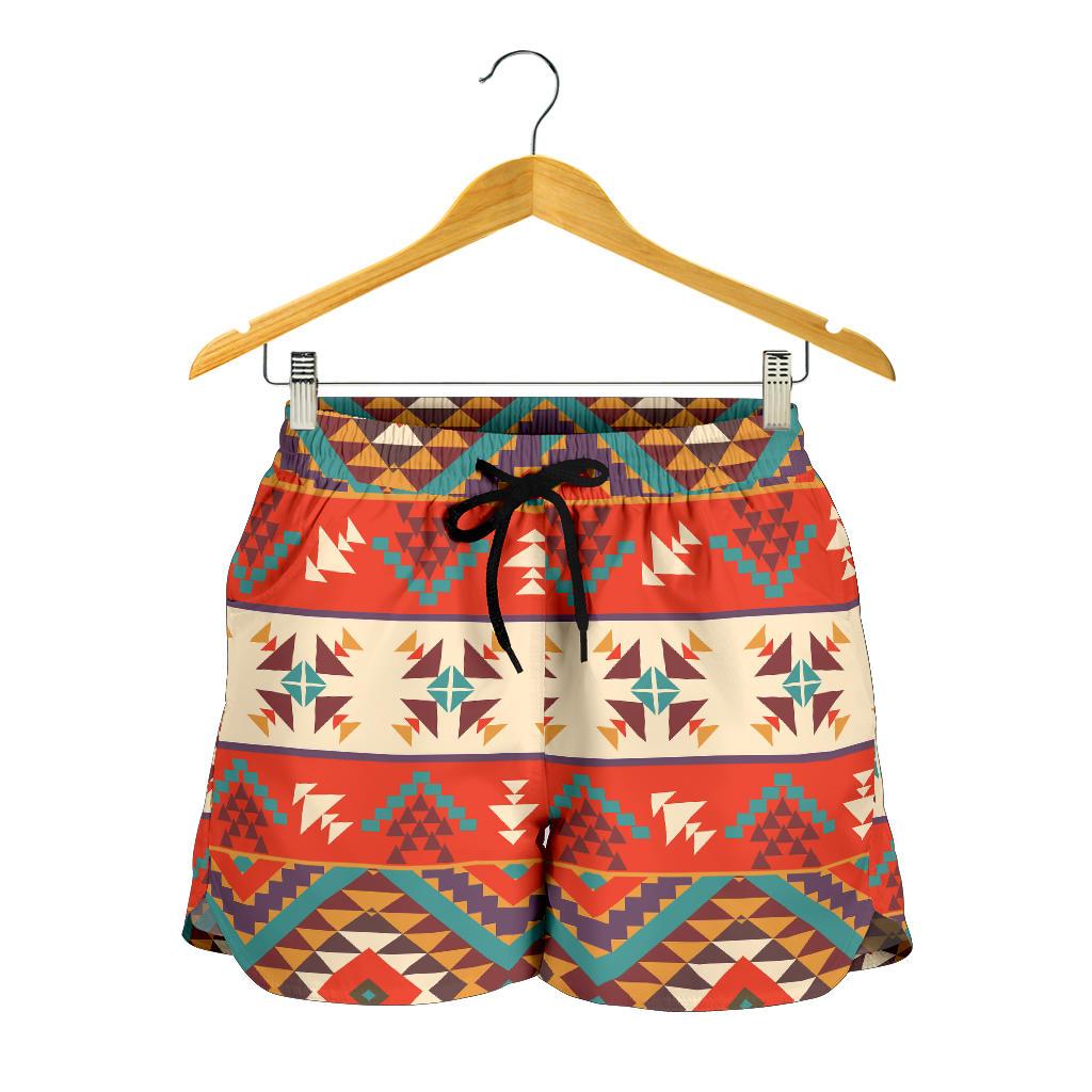 Aztec Red Print Pattern Women Shorts-JTAMIGO.COM