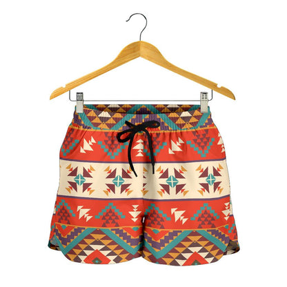 Aztec Red Print Pattern Women Shorts-JTAMIGO.COM