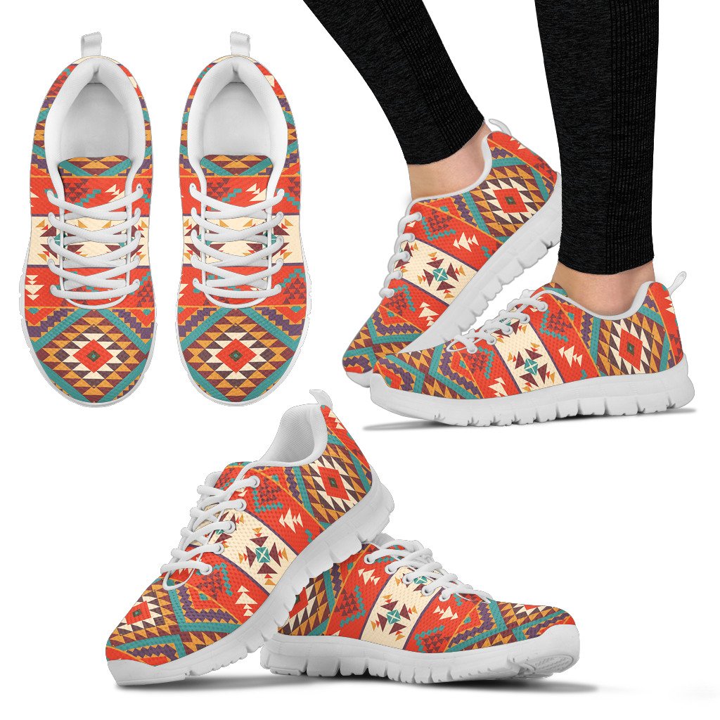 Aztec Red Print Pattern Women Sneakers Shoes