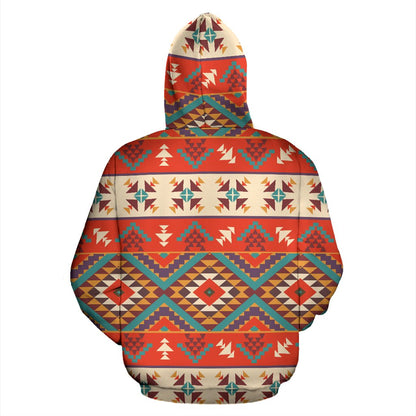 Aztec Red Print Pattern Zip Up Hoodie