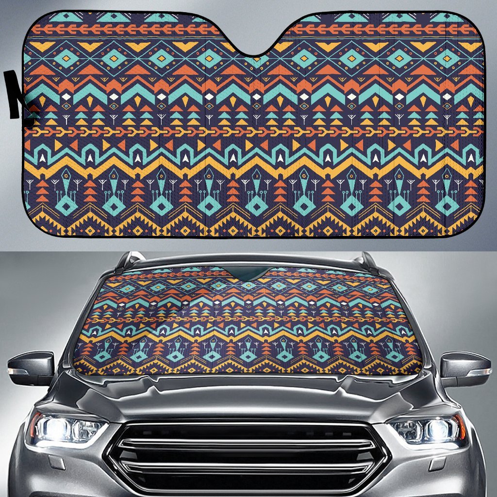 Aztec Style Print Pattern Car Sun Shade For Windshield