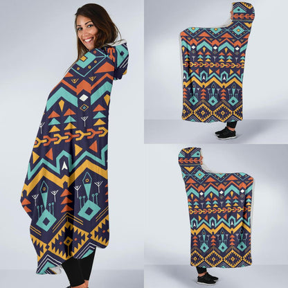 Aztec Style Print Pattern Hooded Blanket-JTAMIGO.COM