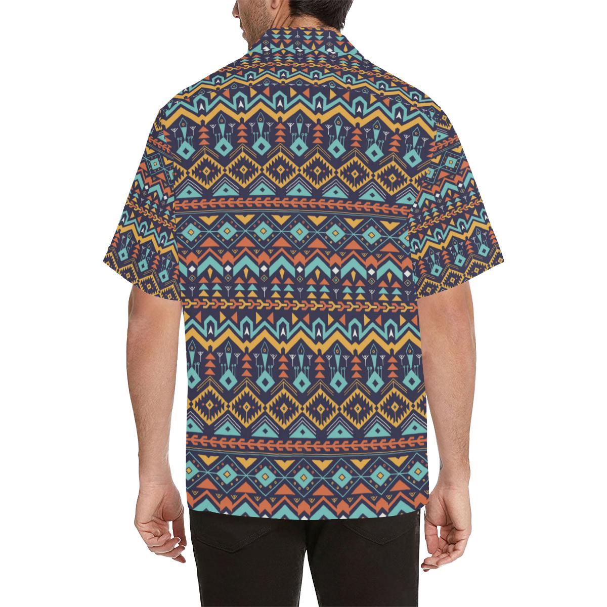 Aztec Style Print Pattern Men Aloha Hawaiian Shirt