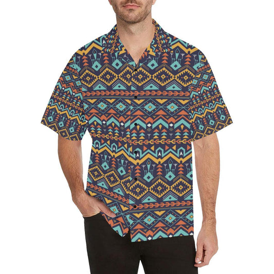 Aztec Style Print Pattern Men Aloha Hawaiian Shirt