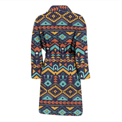 Aztec Style Print Pattern Men Bath Robe-JTAMIGO.COM