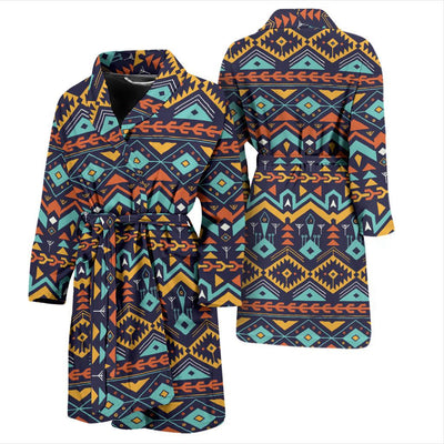 Aztec Style Print Pattern Men Bath Robe-JTAMIGO.COM