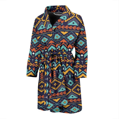 Aztec Style Print Pattern Men Bath Robe-JTAMIGO.COM